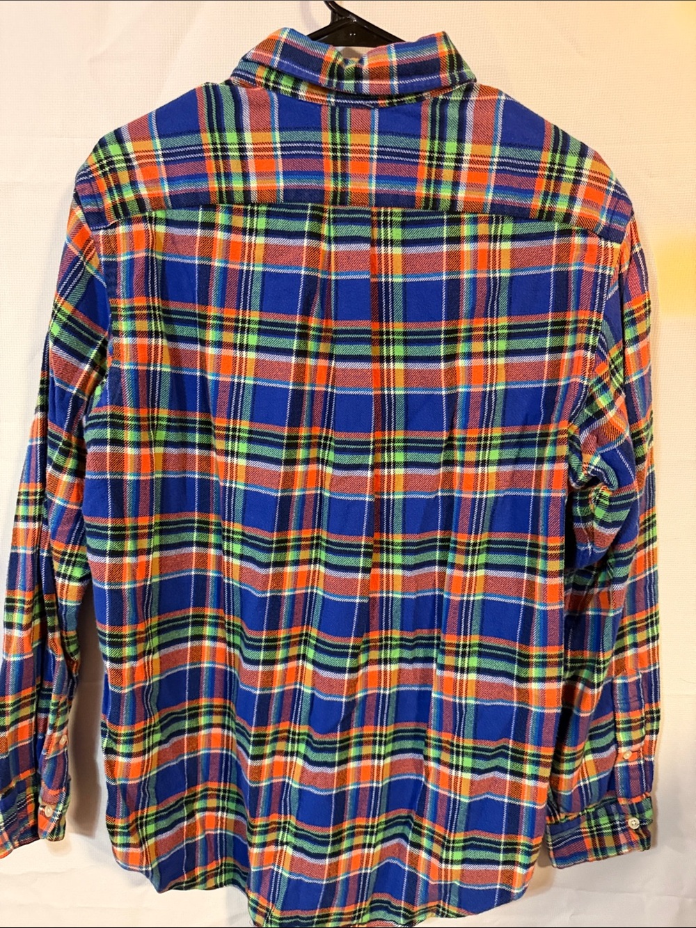 Polo by Ralph Lauren Blue Orange Green Plaid Button-Down Flannel feel Shirt - Picture 6 of 8